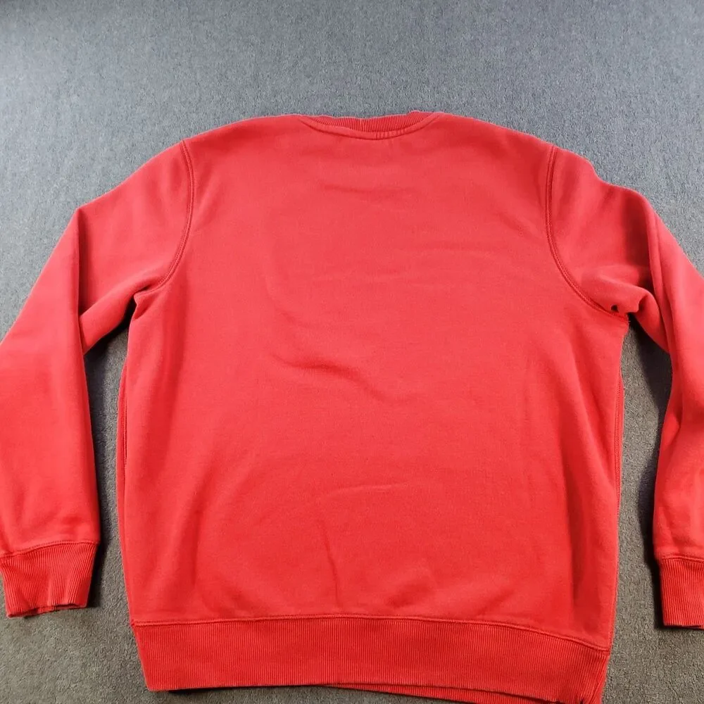 Nike Sweatshirt Men’s Large Red Classic  Swoosh Logo Athletic Pullover Fleece Li
